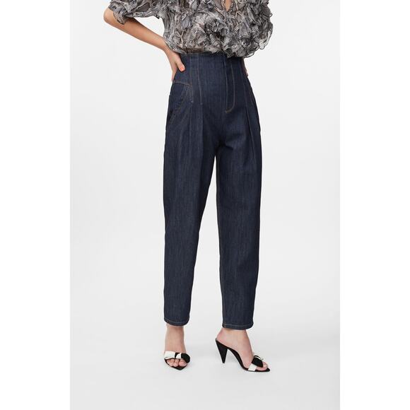 La Vie Rebecca Taylor Jeans Women's Size 25 Pleated Dark Rinse Indigo Wash Blue